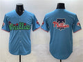 Custom Light Blue PHI Baseball Shirt Top