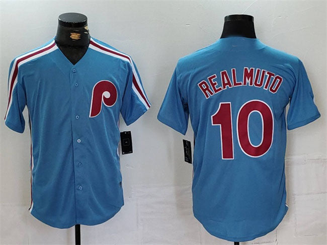 Custom #10 Blue PHI Baseball Shirt Top