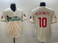 Custom #10 Cream PHI Baseball Shirt Top