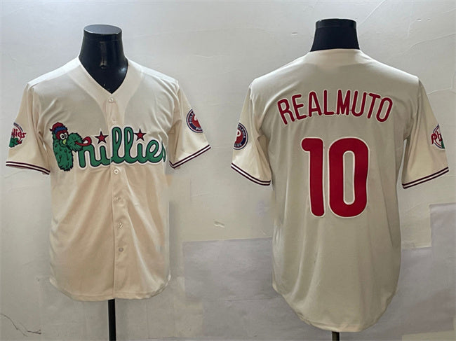 Custom #10 Cream PHI Baseball Shirt Top