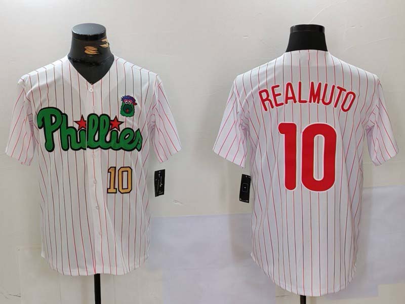 Custom #10 White PHI Baseball Shirt Top