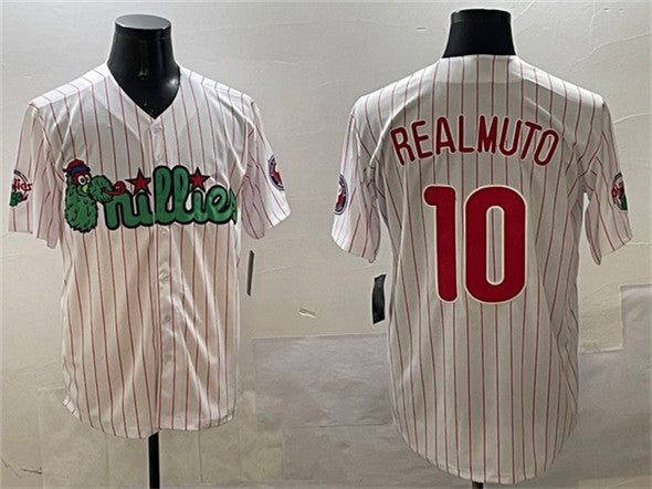 Custom #10 White PHI Baseball Shirt Top