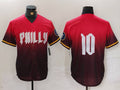 Custom #10 Red 2024 City Connect PHI Baseball Shirt Top