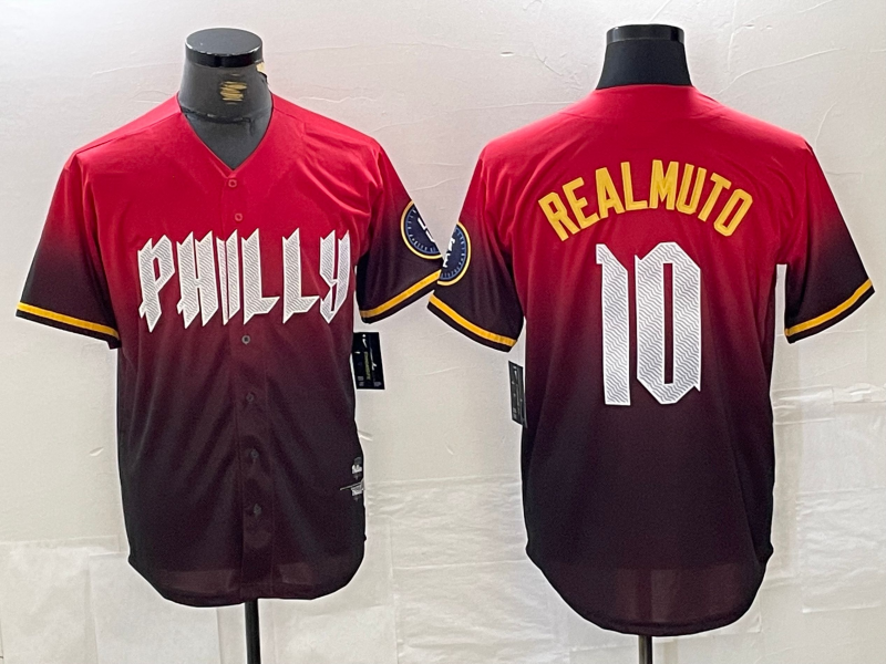 Custom #10 Red 2024 PHI Baseball Shirt Top