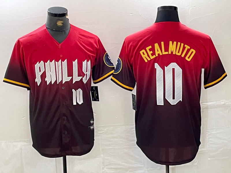 Custom #10 Red 2024 PHI Baseball Shirt Top