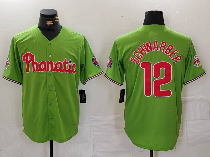 Custom #12 Green PHI Baseball Shirt Top