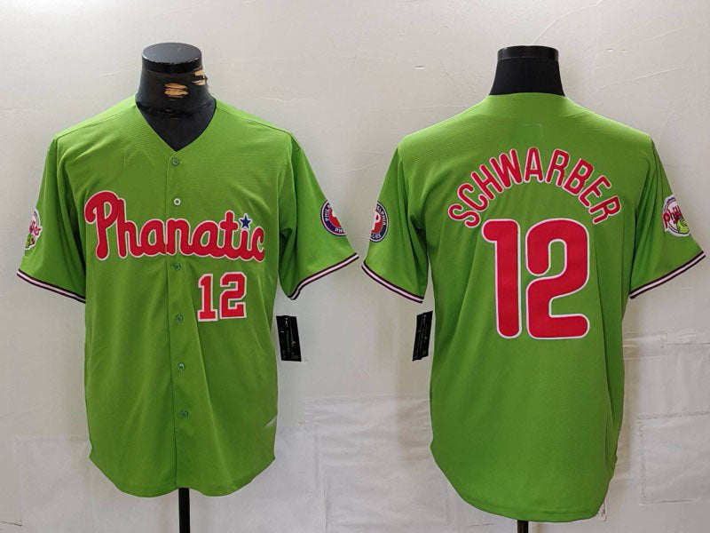 Custom #12 Green PHI Baseball Shirt Top
