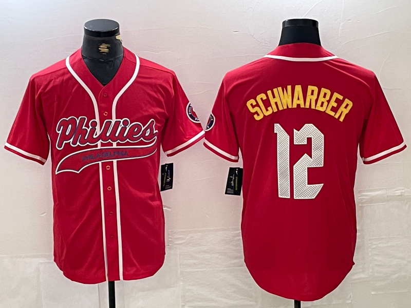 Custom #12 Red 2024 City Connect PHI Baseball Shirt Top