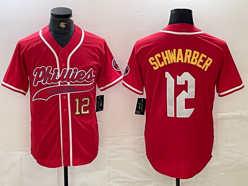 Custom #12 Red 2024 City Connect PHI Baseball Shirt Top