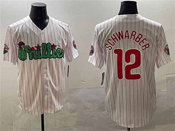 Custom #12 White PHI Baseball Shirt Top