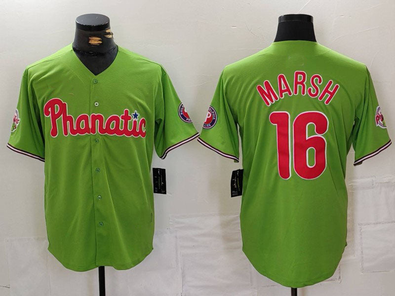 Custom #16 Green PHI Baseball Shirt Top
