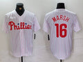 Custom #16 White PHI Baseball Shirt Top