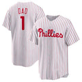 Custom #1 White PHI Baseball Shirt Top