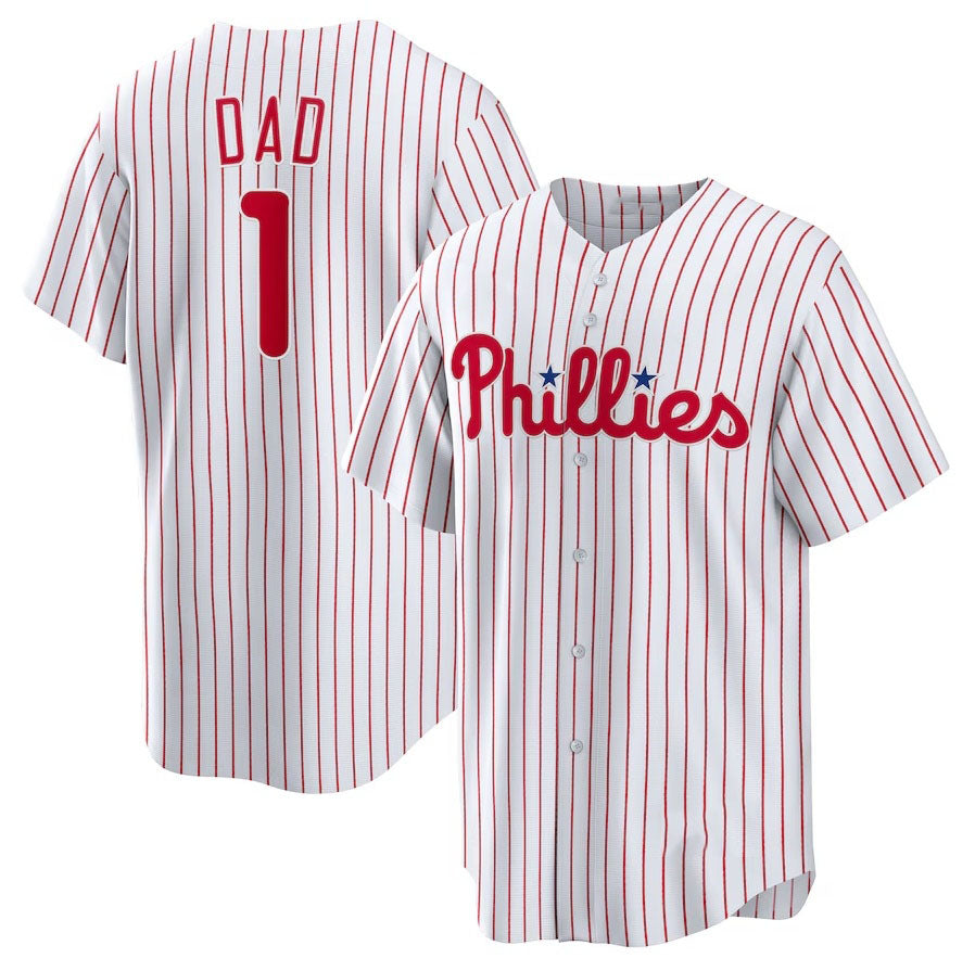 Custom #1 White PHI Baseball Shirt Top