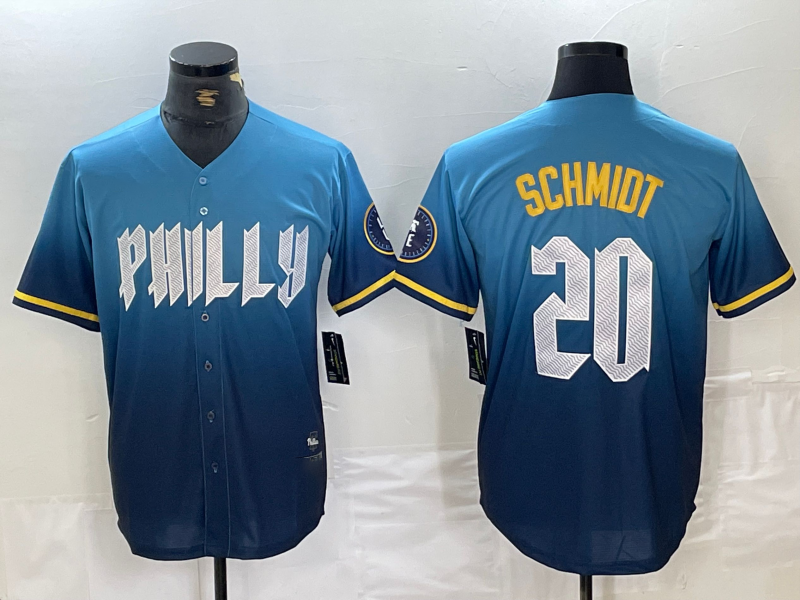 Custom #20 Blue 2024 PHI Baseball Shirt Top