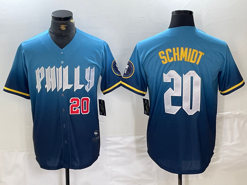 Custom #20 Blue 2024 PHI Baseball Shirt Top
