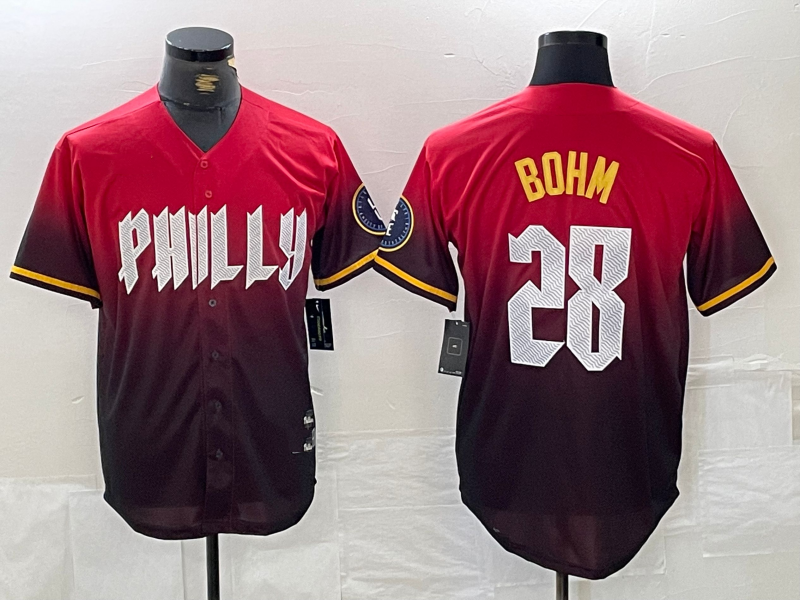 Custom #28 Red 2024 PHI Baseball Shirt Top