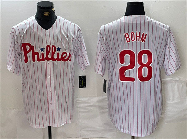 Custom #28 White PHI Baseball Shirt Top