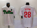 Custom #28 White PHI Baseball Shirt Top