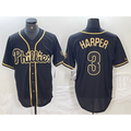 Custom #3 Black PHI Baseball Shirt Top