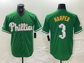 Custom #3 Green 2024 City Connect PHI Baseball Shirt Top