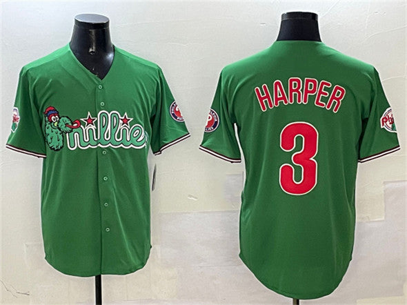Custom #3 Green PHI Baseball Shirt Top