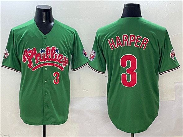 Custom #3 Green PHI Baseball Shirt Top