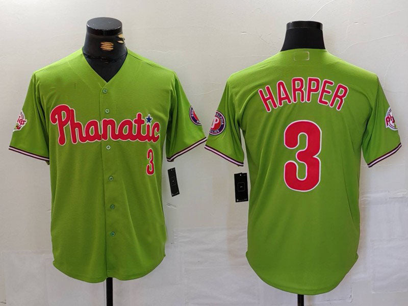 Custom #3 Green PHI Baseball Shirt Top