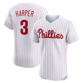 Custom #3 White PHI Baseball Shirt Top