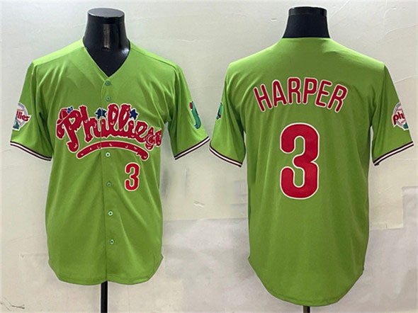 Custom #3 Green PHI Baseball Shirt Top