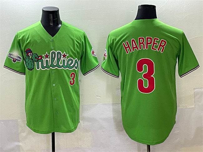 Custom #3 Green 2024 PHI Baseball Shirt Top