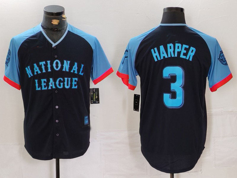 Custom #3 Navy 2024 All Star PHI Baseball Shirt Top