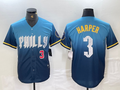Custom #3 Blue 2024 City Connect PHI Baseball Shirt Top