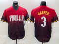 Custom #3 Red 2024 PHI Baseball Shirt Top
