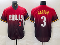 Custom #3 Red 2024 PHI Baseball Shirt Top