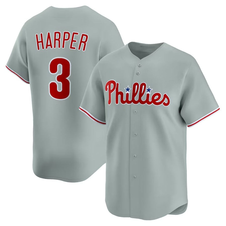 Custom #3 Gray PHI Baseball Shirt Top