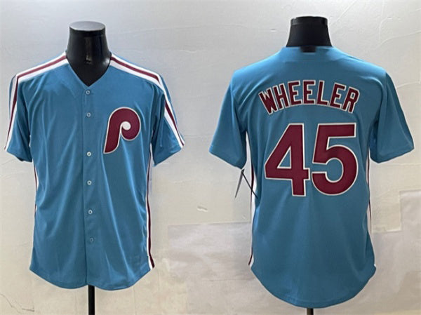 Custom #45 Blue PHI Baseball Shirt Top