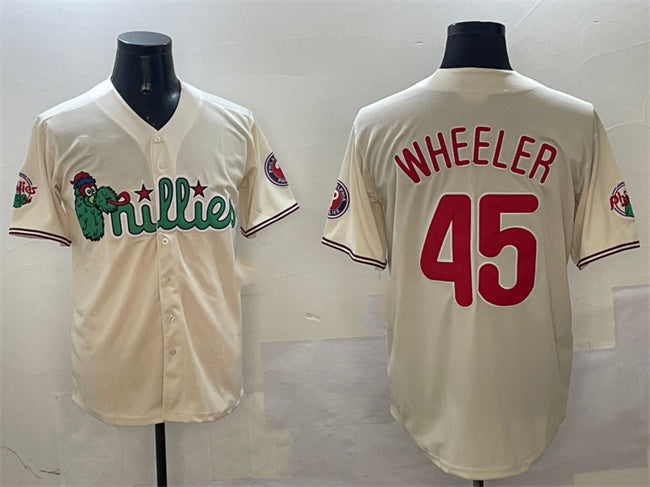 Custom #45 Cream PHI Baseball Shirt Top