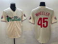 Custom #45 Cream PHI Baseball Shirt Top