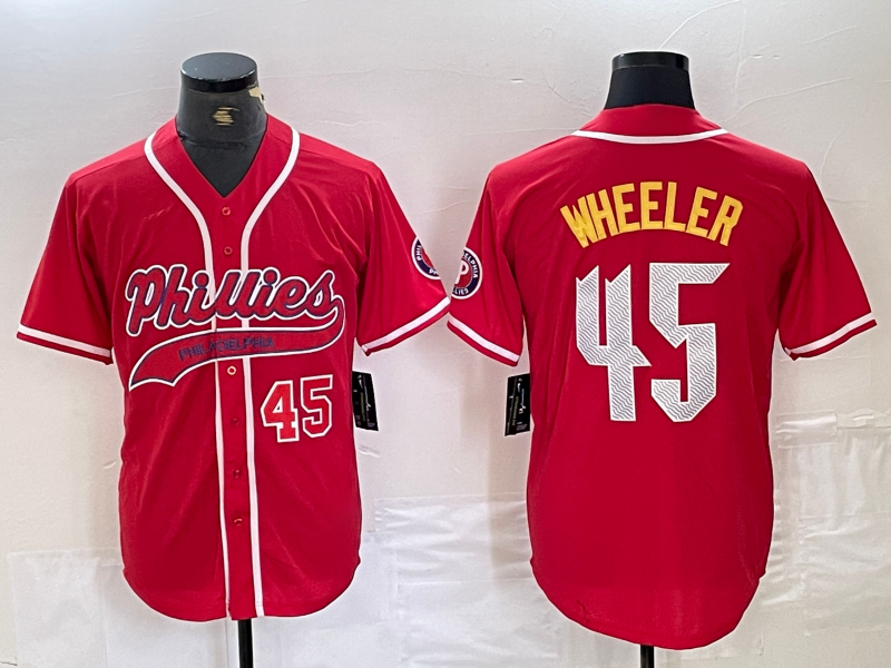 Custom #45 Red PHI Baseball Shirt Top