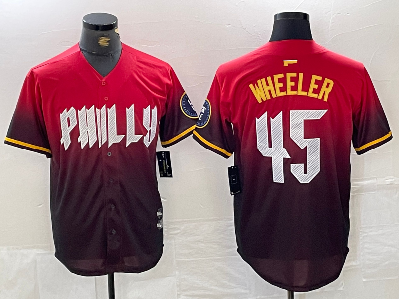 Custom #45 Red 2024 PHI Baseball Shirt Top