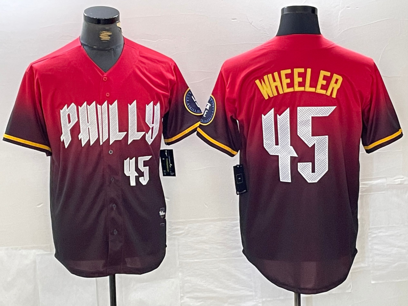 Custom #45 Red 2024 PHI Baseball Shirt Top