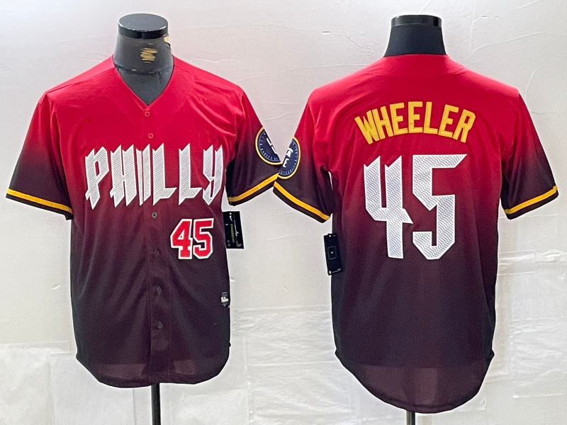 Custom #45 Red 2024 PHI Baseball Shirt Top