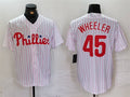 Custom #45 White PHI Baseball Shirt Top
