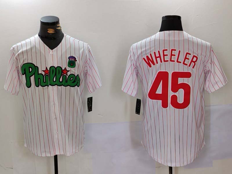 Custom #45 White PHI Baseball Shirt Top