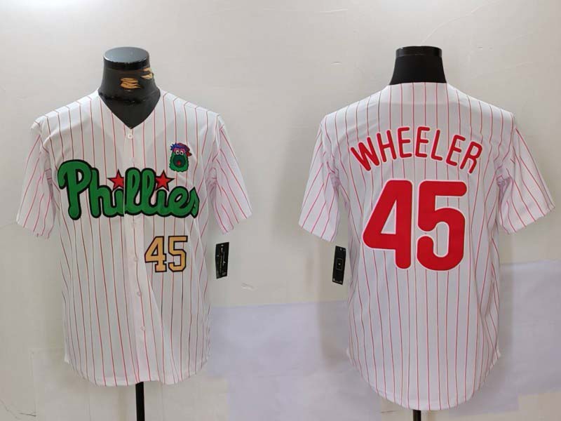 Custom #45 White PHI Baseball Shirt Top
