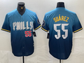 Custom #55 Blue 2024 PHI Baseball Shirt Top