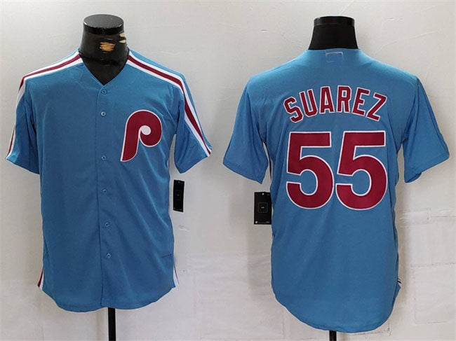 Custom #55 Blue PHI Baseball Shirt Top