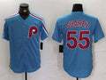 Custom #55 Blue PHI Baseball Shirt Top
