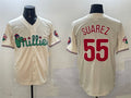 Custom #55 Cream PHI Baseball Shirt Top